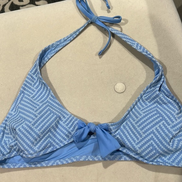 blue bathing suit top with bow single strap back and adjustable top - Picture 1 of 4